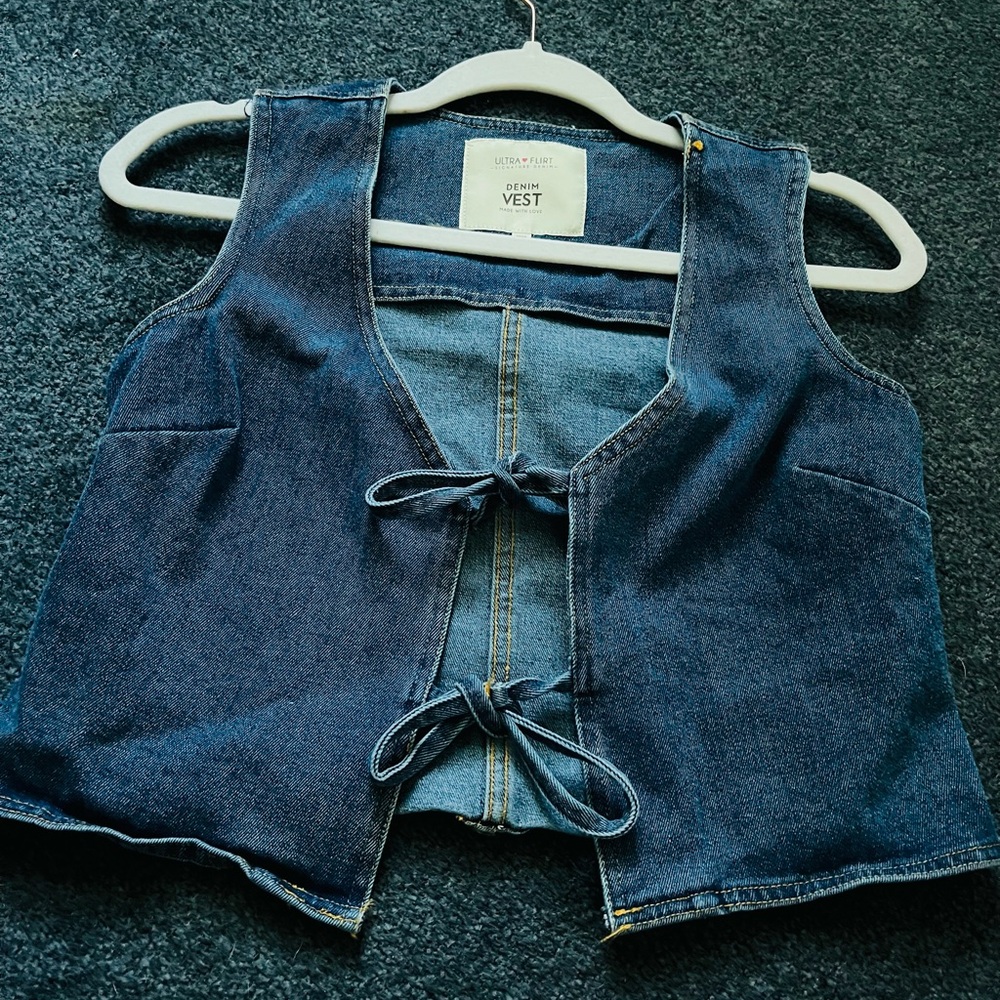 Blue Tie-Front Vest
